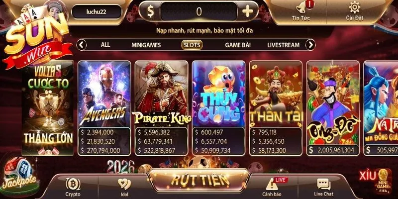 Nổ hũ Sunwin quy tụ hàng loạt trò chơi slot đổi thưởng hấp dẫn